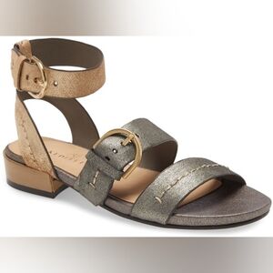 Naked Feet Zeke Sandals Pewter and Gold